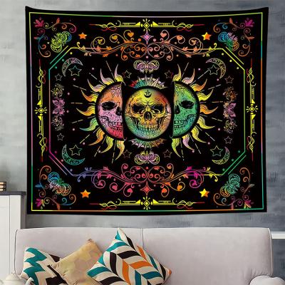 China Custom UV Reactive Psychedelic Tapestry Sun Moon Tapestries Wall Hanging For Bedroom Living Room Decor for sale