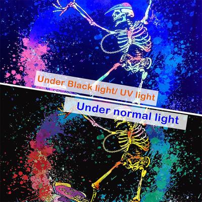 China 2022 Newest Blacklight Psychedelic Fluorescent UV Reactive Tapestry Trippy Skull Tapestry Wall Hanging For Home Decor for sale