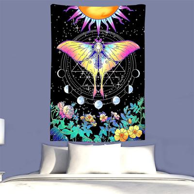 China Decorative Wall Hanging Psychedelic Psychedelic Tapestry Butterfly Tapestry Fluorescent UV Active Printing Background for sale