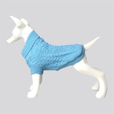 China Viable Cable-knit Blue Wheat Ear Twist Dog Cat Dog Cloth Sweater Coat Jacket Jumper Dress Wear for sale