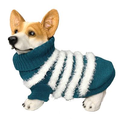 China Viable Cable-knit Dog Cat Pet Cloth Clothes Sweater Coat Jacket Fluffy Dark Green Jumper Dress Wear for sale