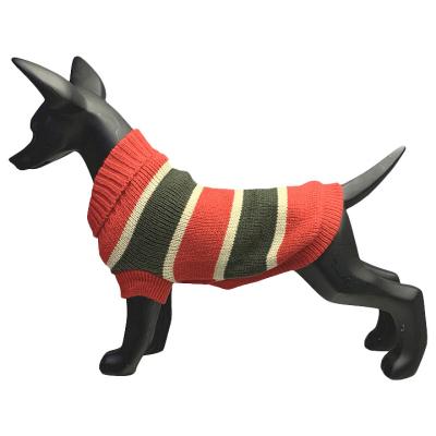 China Viable Red Stripe Red Wide Striped Rice Dog Cat Dog Pet Clothing Sweater Coat Jacket Jacket Jumper Dress Brown Wear for sale