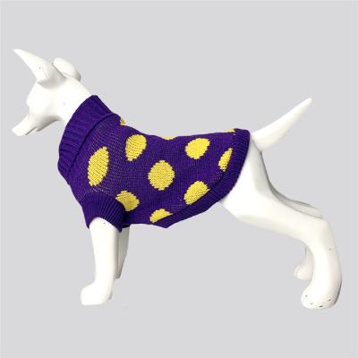 China Viable Yellow Round Dot Jacquard Large Purple Dog Cat Dog Pet Clothes Sweater Clothing Coat Jacket Jumper Dress Wear for sale