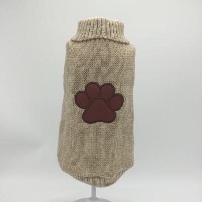 China Pu Durable Beige Paw Printed Dog Sweater Bonded Fabric Embroidered Pet Apparel For Hot Fashion for sale