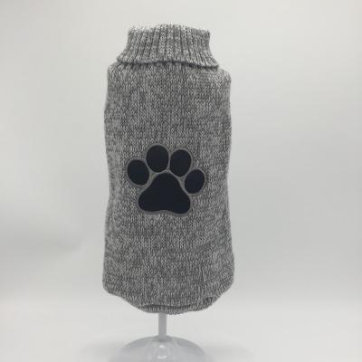 China Dog Viable Gray Paw Printed Dog Sweater Bonded Fabric Embroidered Pet Apparel For Warm And Fashion for sale