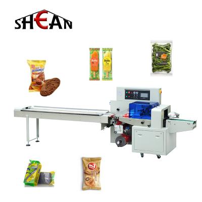 China Full Automatic Food Servo Pocket Bread Biscuit Horizontal Food Flow Pillow Packaging Machine for sale