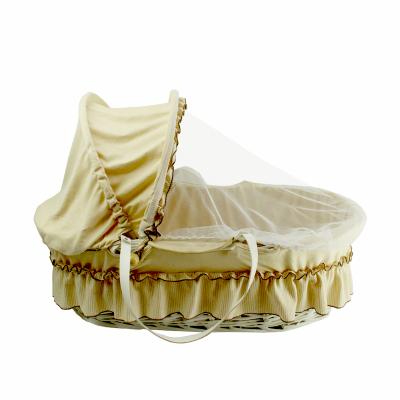 China Handmade Decorative Bassinet Moses Basket New Born Baby Wicker Crib+day Sleep Baby Eco-Friendly Materials Embed 100% Handmade Durable Mordern Willows for sale