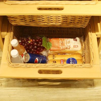 China Viable Cheap Manual Wicker Basket Drawers With Handle Wooden Cabinet For Home Storage for sale