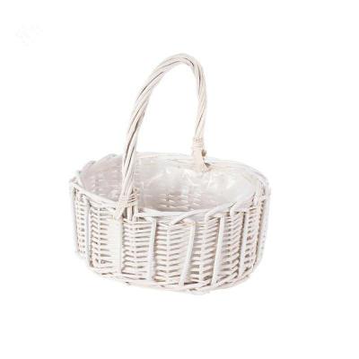 China White Natural Viable Willow Baskets Mini Wicker Basket Handle Storage Baskets Custom Size for sale