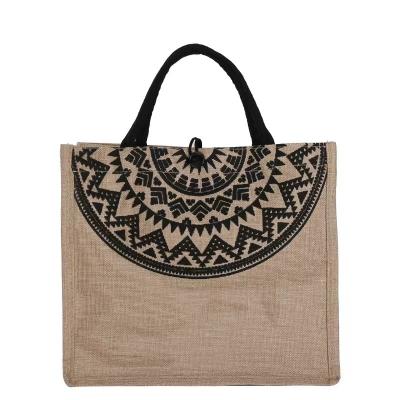 China Wholesale Custom Handled Logo Printing Burlap Tote Bags Recycled Eco Friendly Canvas Sack Jute Shopping Bag for sale