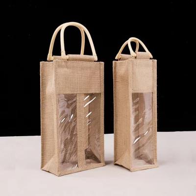 China Jute Wholesale Tote Hessian Grocery Shopping Bags Handled Leather Handles for sale