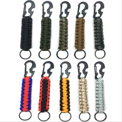 China Car EDC Durable Outdoor Multifunctional Carabiner Corkscrew Paracord Survival Tool Carabiner Hook Rope Backpack Buckle for sale