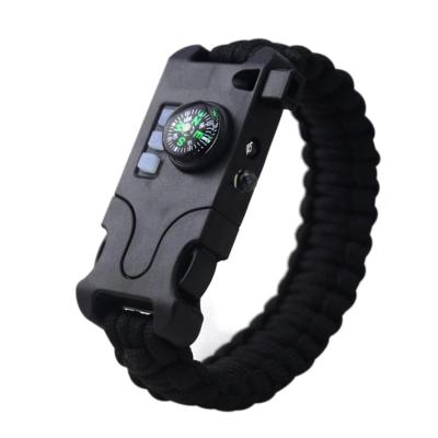 China Durable Emergency Survival Paracord Bracelet with Rechargeable SOS LED Light Compass Whistling Laser Infrared for Outdoor Camping Hiking for sale