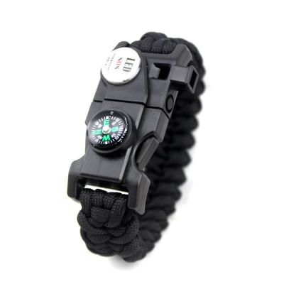 China Durable Outdoor Survival Paracord Bracelet SOS LED Light Emergency Whistle Circuit Outdoor Multifunctional Tools For Camping Wristband for sale