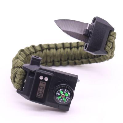 China Durable 7 in 1 Multifunctional Paracord Survival Outdoor Camping Emergency Rescue EDC Bracelets Military Escape Wrist Strap for sale