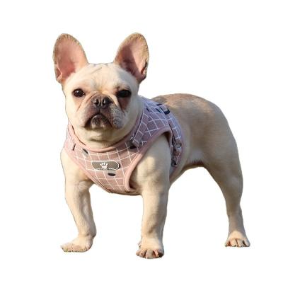 China Viable Strap Logo Pretty Pet Dog Harness Custom Made High Quality Mesh Padded Pet Dog Harness Pet Trunk and Leash Set for sale