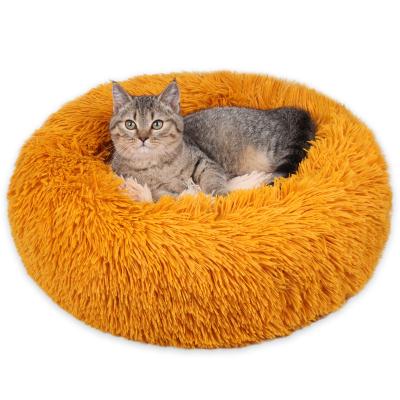 China Wholesale Viable Luxury Washable Soft Passionate Dog Bed Custom Dog Bed Cute Round Sleeping Donut Nest Cushion for sale