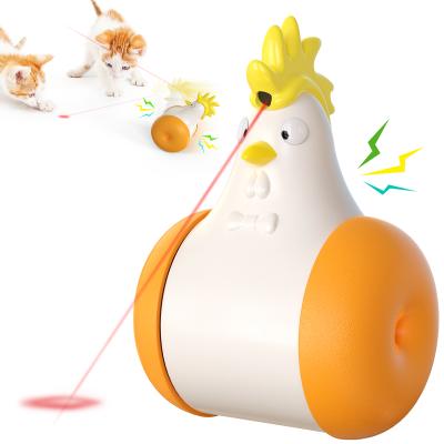 China USB Stocked Fill Light Chicken Cat Toy Interactive Laser Cat Toy With 3 Game Modes Rocker Indoor Cats Chicken Modeling Toys for sale