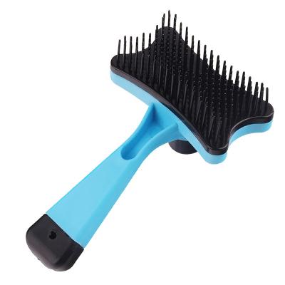 China Pet Hair Removal Automatic Brush Needle Stocked Telescopic Comb For Cat And Dog for sale