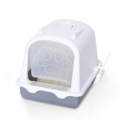 China Stored Pet Supplies Cat Litter Box Cat Toilet Shoveling Feces Officer Partially Enclosed Cat Litter Box Anti-splatter for sale