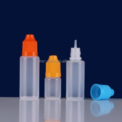 China Medicine RTS in brand 3ml 5ml 10ml 15ml .5oz triangle LDPE dropper bottle child proof e juice stock semi-transparent soft pink PE plastic bottle for sale