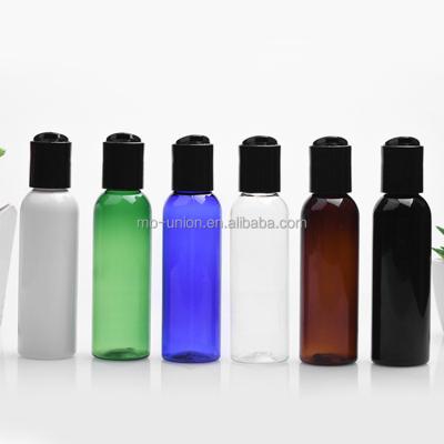 China 24/410 Disc Cap Plastic Bottle Cosmetic Skin Care Packaging Lotion 30ml 60ml 100ml 120ml 4oz Clear Amber Disc Cap Cream PET Press Plastic Bottle for sale