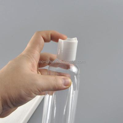 China Plastic Disc Cap Bottle In Stock Compression Cosmetics RTS Packing 1oz 30ml 60ml 2oz PET Skin Care Lotion Press Clear Transparent Disc Top Cap Plastic Bottle for sale