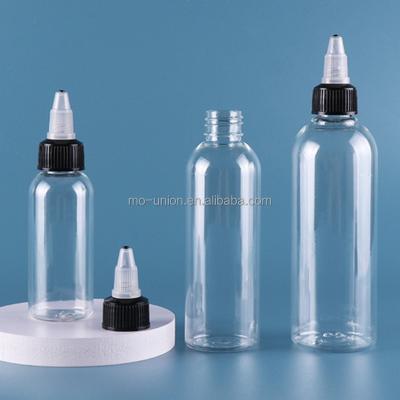 China Rotatable Opening To Order Plastic Squeeze 30ml 50ml 60ml 100ml 120ml 150ml 180ml 250ml 500ml Flow Rate Tattoo Ink Juice Sauce Clear PET Bottle With Twist Top Cap for sale