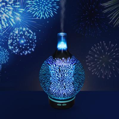 China 2021 Hot Selling Household OEM 100ML 3D Firework Aroma Essential Oil Glass Diffuser for sale