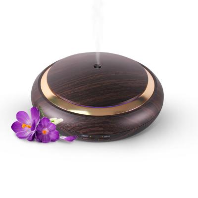 China Household 150ml Dark Wood Grain Diffuser Ultrasonic Aroma Air Humidifier Air Purifying UFO Design for sale