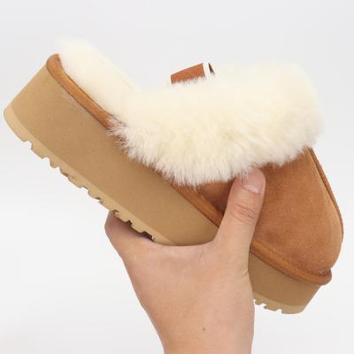 China Popular fashion trend Amazon autumn and winter new texture fur integrated female wool flip flops snow boots for sale