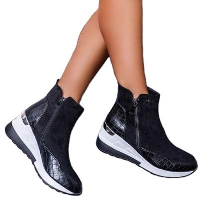 China Wholesale drop shipping fall PU waterproof LEATHER sweat-absorbent boot heels for ladies for sale