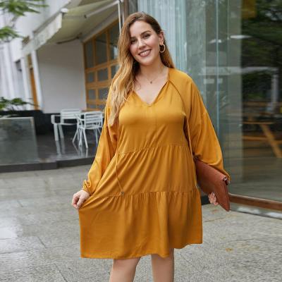 China 2022 plus size anti-static fat women 2022 autumn and winter new products loosen V-neck dress thin women for sale