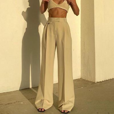 China 2022 Winter Women Anti-wrinkle Fashion New High Waist Slimming Straight Casual Thin Wide Leg Pants Women for sale