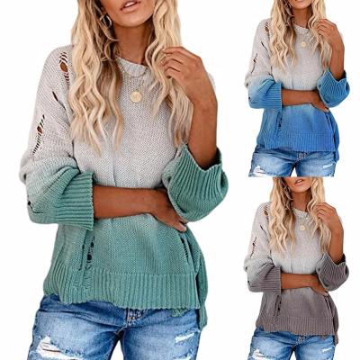 China 2021 New Women's QUICK DRY Coat Long Sleeve Tops With Holes In The Gradient Cavity Autumn Fashion Sweater for sale