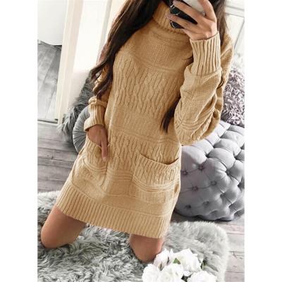 China Anti-wrinkle autumn/winter 2021 protecting knit women's comic collar wool women's hip long-sleeved skirt for sale