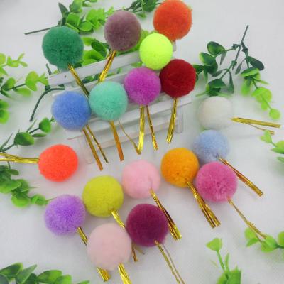 China Polyester or Acrylic custom round yarn pom poms wool ball with tail polyester wool pom pom accessories decoration wholesale crafts for sale