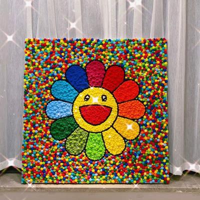 China Sun auto flower upholstery diy hair ball painting full set of material package nsa hair ball handmade painting with frame decorative painting for sale