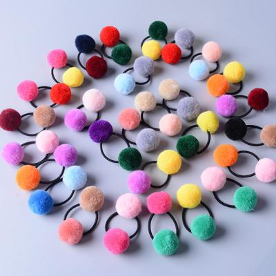 China Breathable Soft Hair Ties Ponytail Flip Flops Hair Ball Pompoms Pompom Headwear Elastic Hair Accessories Pompom Ball Headwear for sale