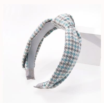 China Popular Spring and Autumn Houndstooth Retro Hair Band Knotted Headdress Women Custom Wholesale for sale