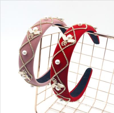 China New popular 2021 Europe and America fashion rhinestone chain bee headband fashion headband hair accessories women girls headband wholesales for sale