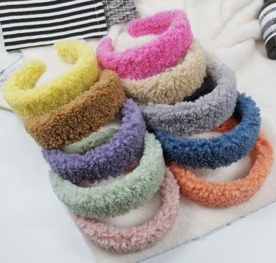 China Wholesale fashion woolen headband autumn and winter temperament wide woolen headband fashion lamb hair circle fur for sale