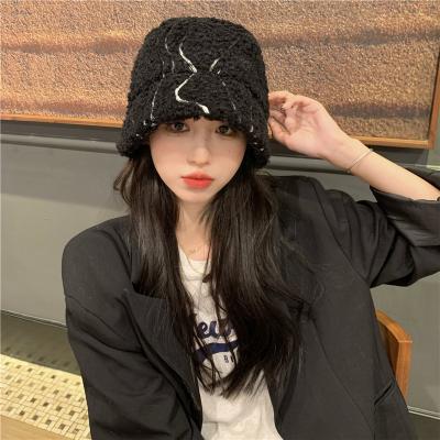 China Picture custom texture bucket hat for women autumn and winter lambswool fisherman hat wholesale warm hat basin for sale