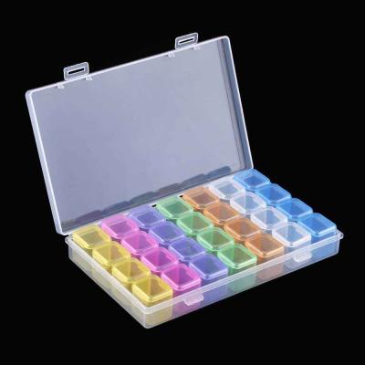 China Reused Clear Plastic Nail Art Bead Accessories Tool Nail Art Rhinestone Bead Storage Box Materials 28 Slots Storage Box for sale