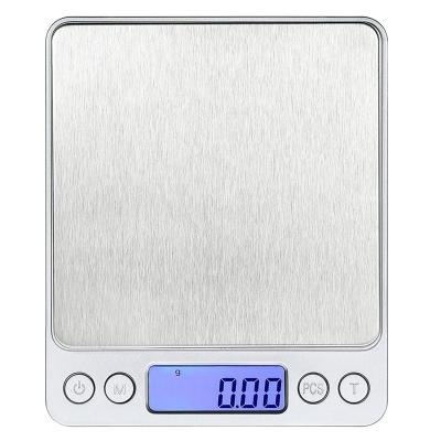 China Weight Function High Precision 500g 2kg Electronic Weigh Scale Mini Stainless Steel Scale for sale