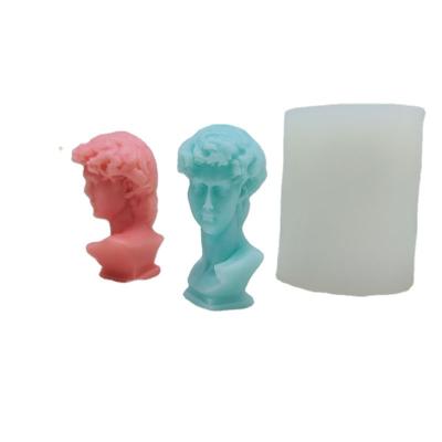 China Viable David Head Portrait Candle Silicone Mold David Sculpture Plaster Cement Resin Candle Silicone Mold for sale