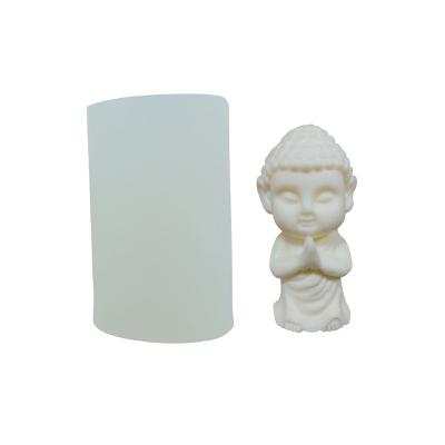 China Viable Little Buddha Candle Silicone Mold Mini Meditation and Prayer Bodhisattva Novice Monk Silicone Mold Scented Buddha Candle Mold for sale