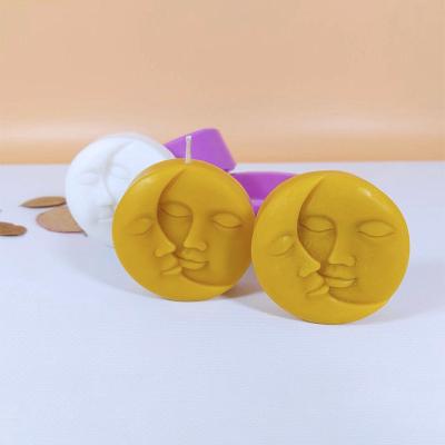 China Sustainable Popular 3D Candle Moon Face Silicone Mold Tranquility Feeling warm&soft Code: H974 for sale