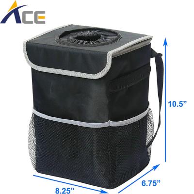 China Brief & Simple Color Puddle Proof Car Waste Bin Portable Folding Trash Can Bag With Lid for sale