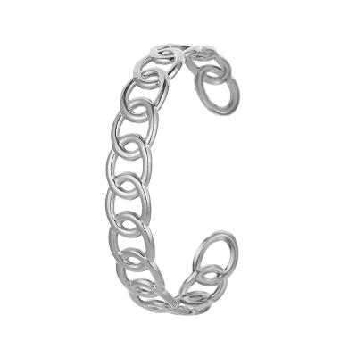 China New Arrival Environmental Friendly High Quality Gold Chain Bracelet Stainless Steel Silver Open Cuban Bracelets For Women for sale